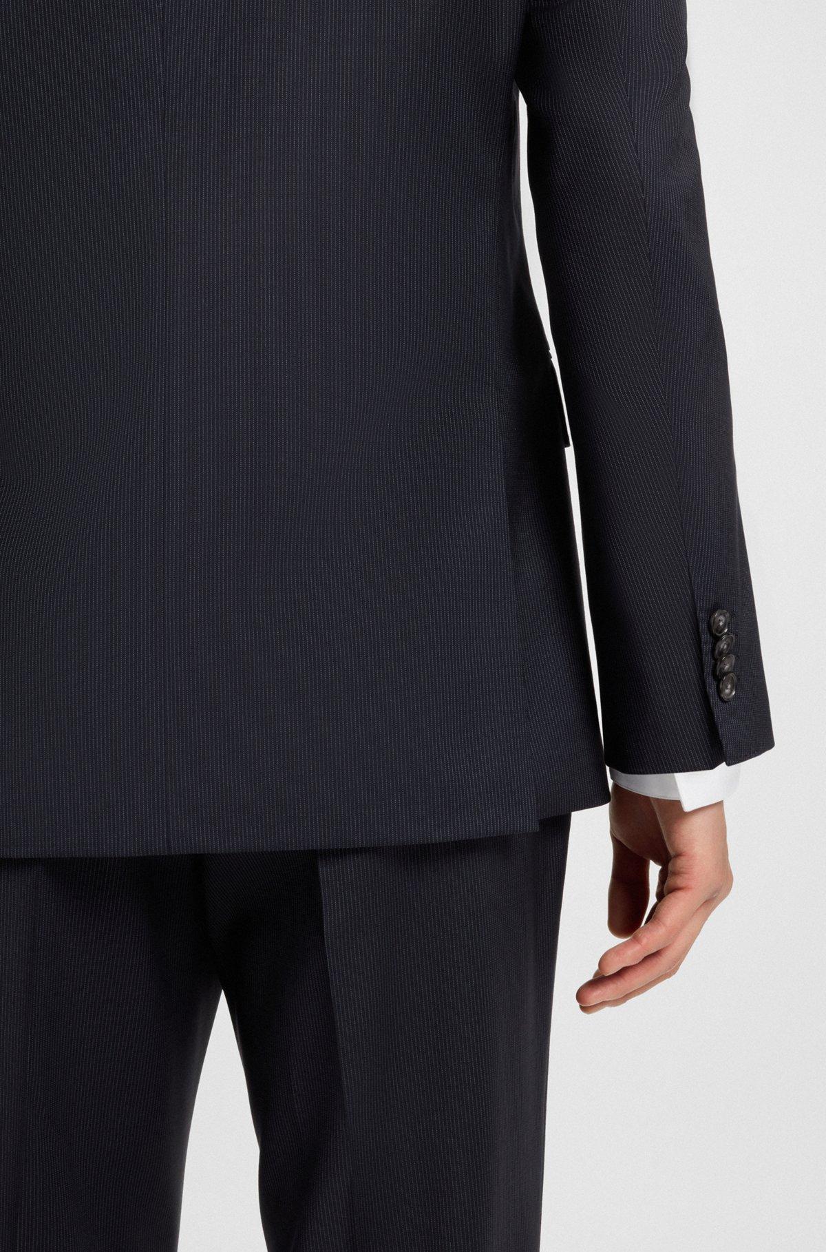 BOSS - Regular-fit suit in striped virgin wool - Dark Blue Product Image