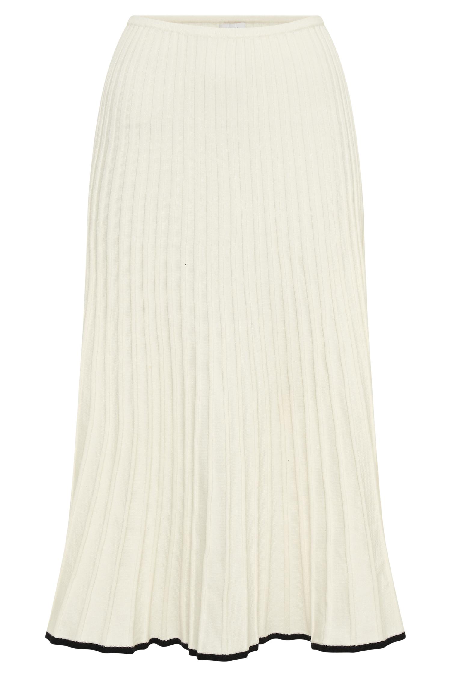 Jolene Contrast Rib Knit Midi Skirt - White Product Image