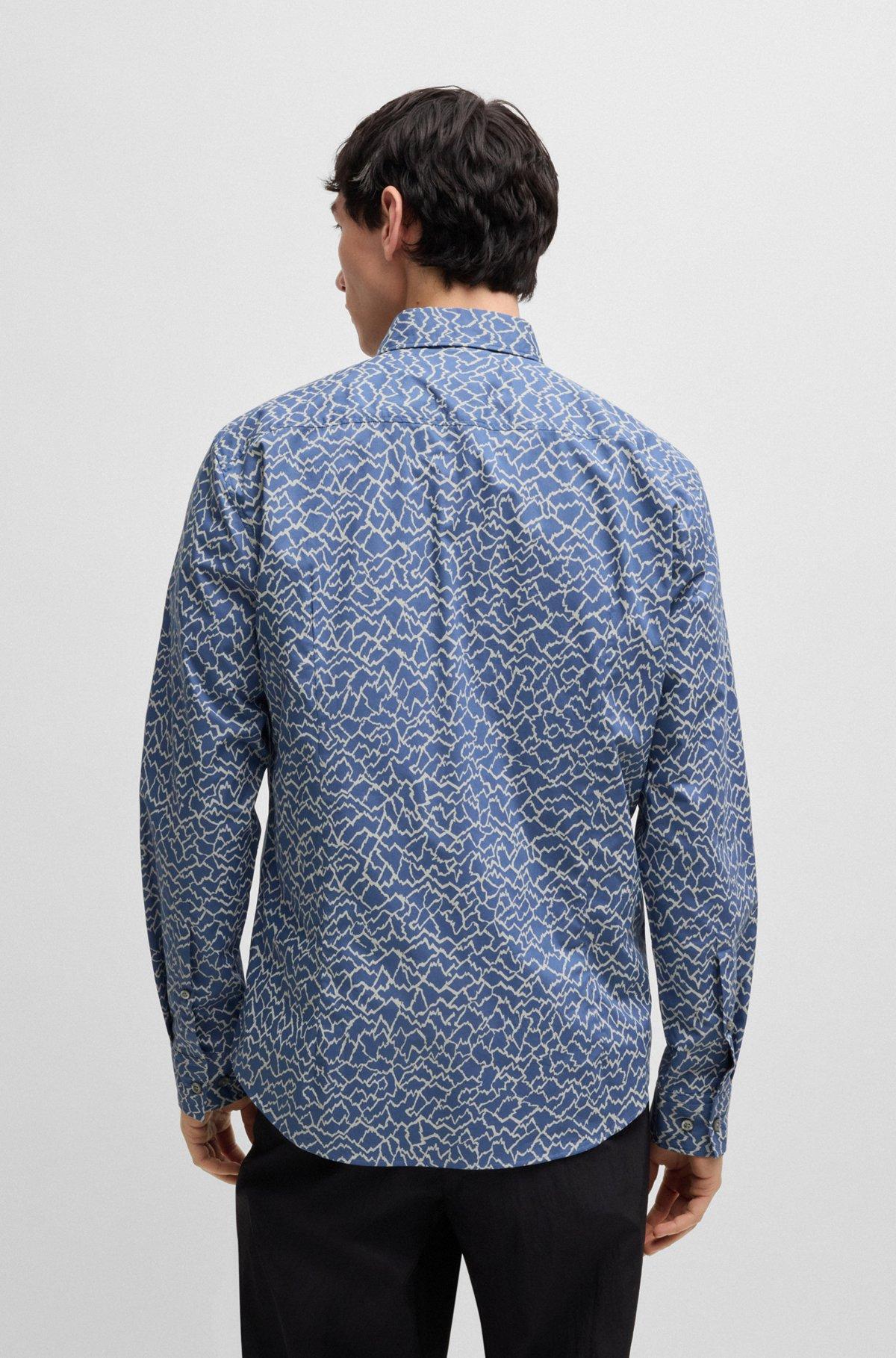 Slim-fit shirt in abstract print cotton Product Image