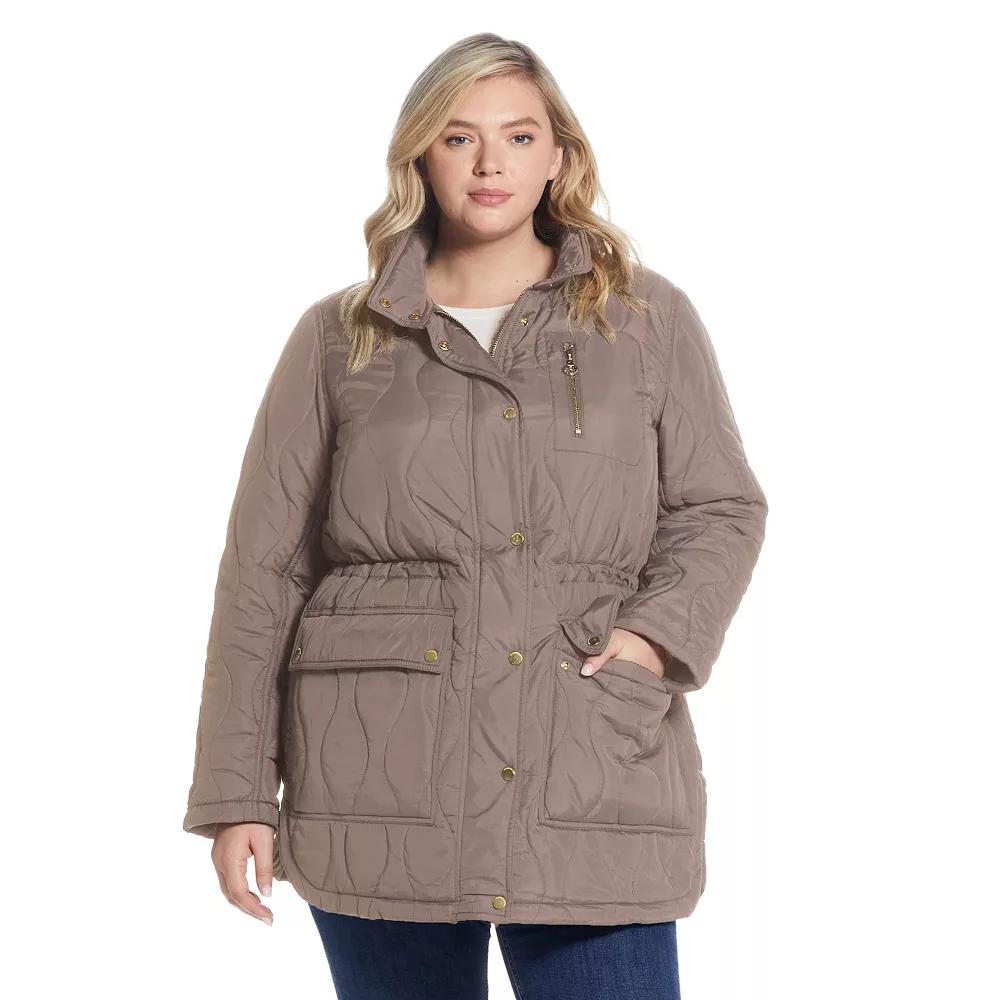 Plus Size Weathercast Hooded Quilted Anorak Jacket, Women's, Size: 2XL, Brown Product Image