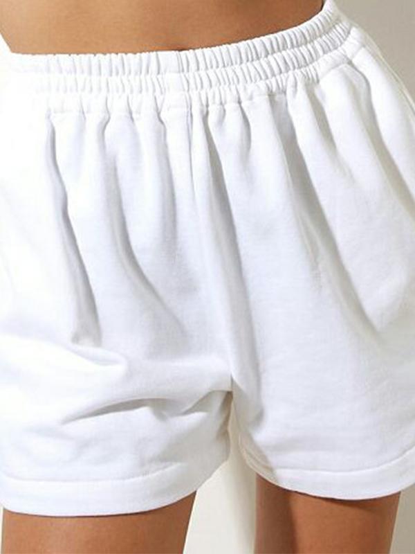 Solid Elastic Waist High Rise Shorts Product Image