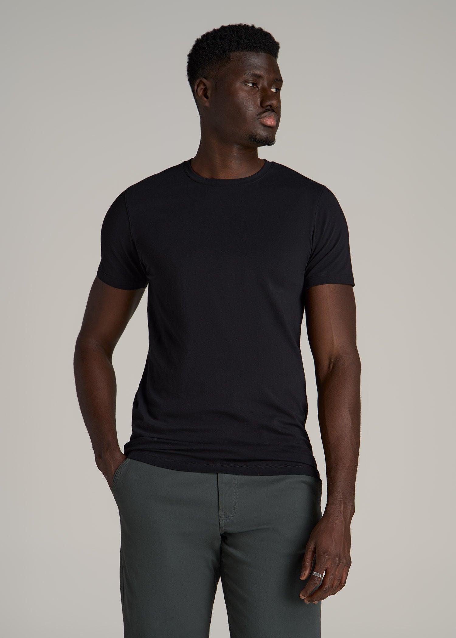 The Essential MODERN-FIT Crewneck Tee for Tall Men in Black Male Product Image