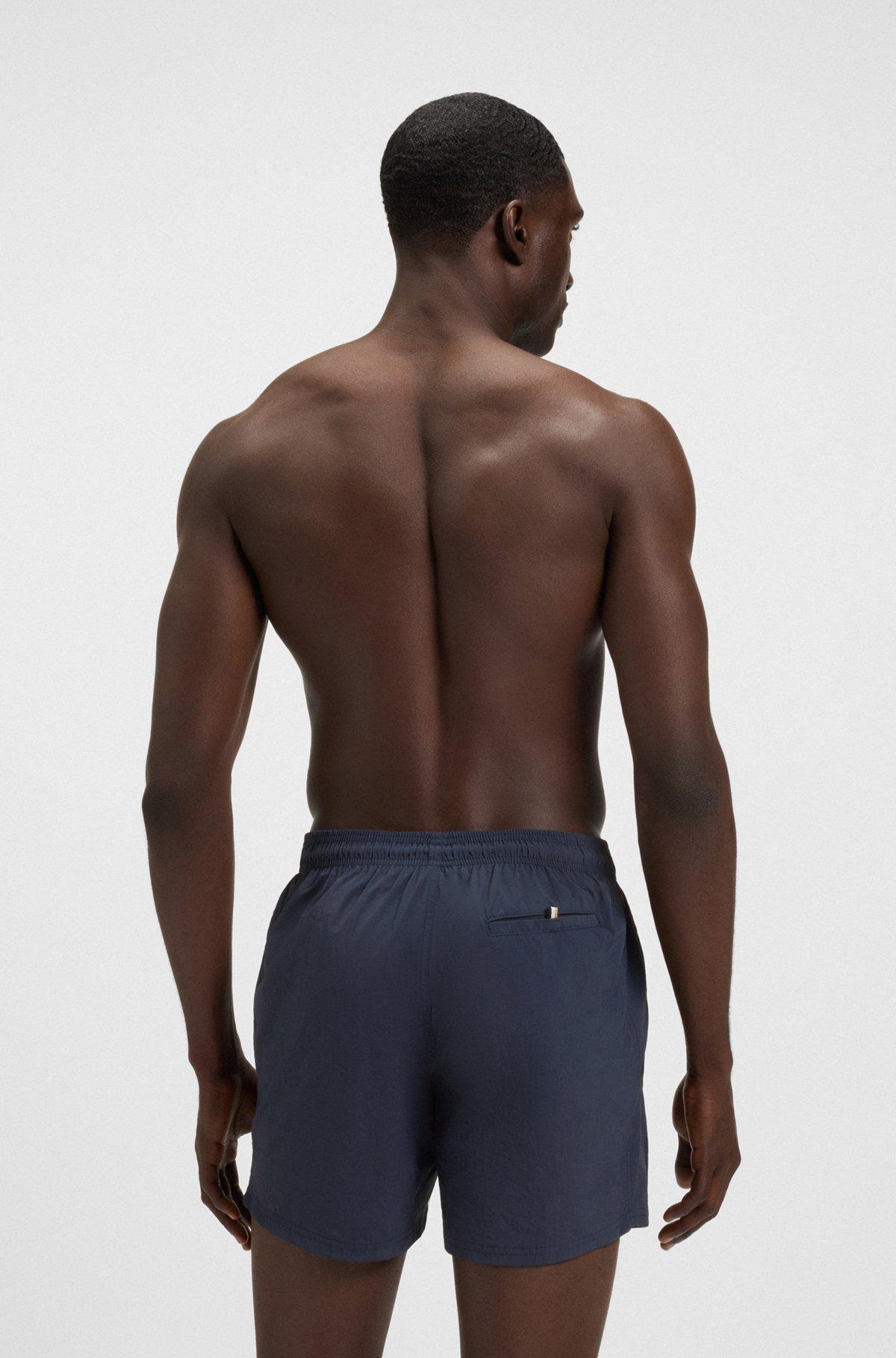 BOSS - Contrast-logo swim shorts in quick-drying fabric - Dark Blue Product Image