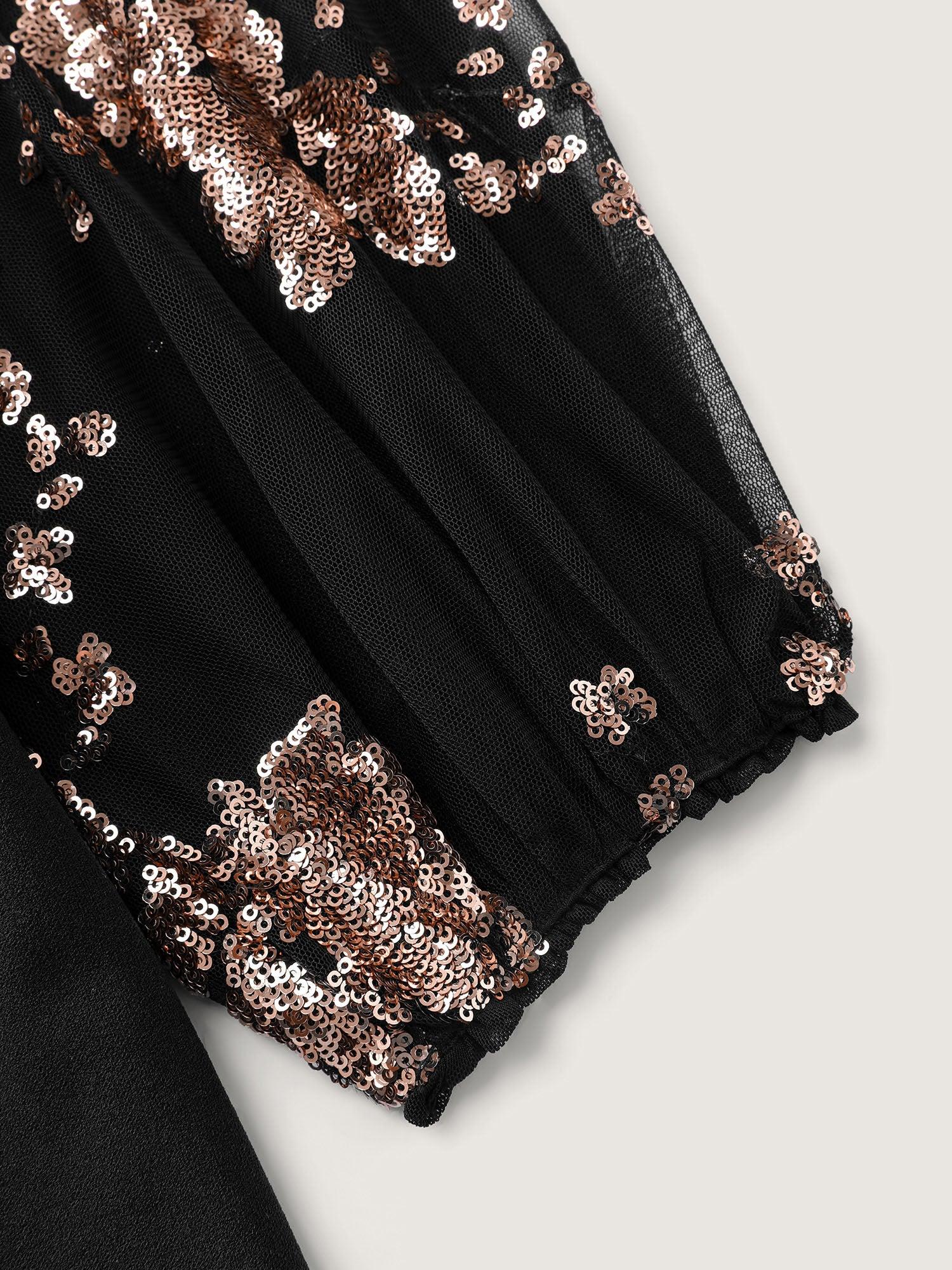 Floral Print Sheer Contrast Midi Dress Female Product Image