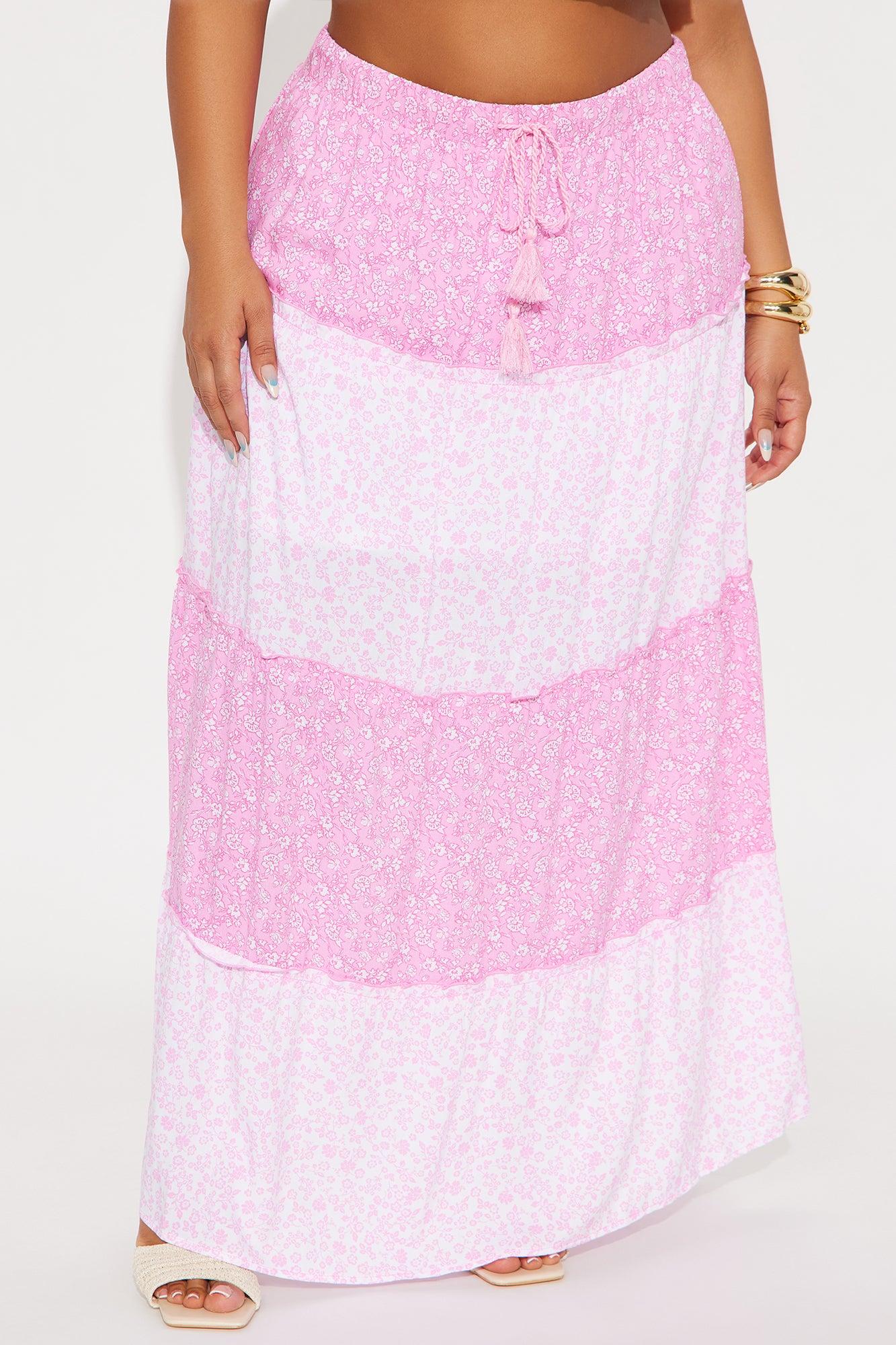 Analissa Floral Tiered Maxi Skirt - Pink/combo Product Image