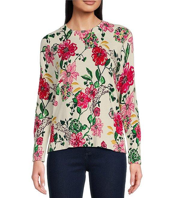 Lilly Pulitzer Salima Floral Print Crew Neck Raglan Long Sleeve Sweater Product Image