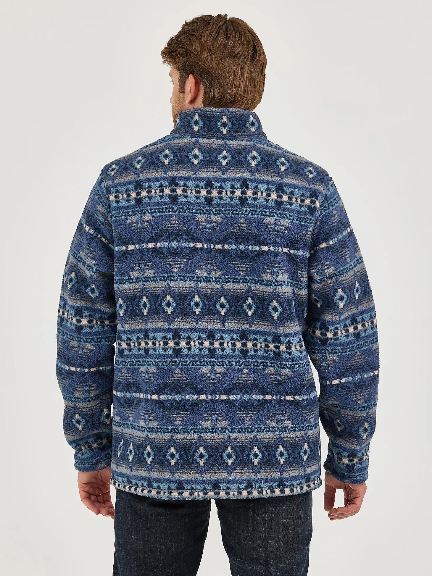Men's Wrangler® Heavyweight Quarter-Zip Sherpa Pullover in Vintage Indigo Product Image