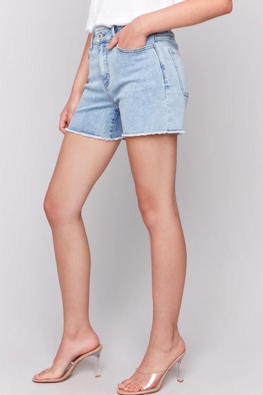 Embellished Denim Shorts Product Image
