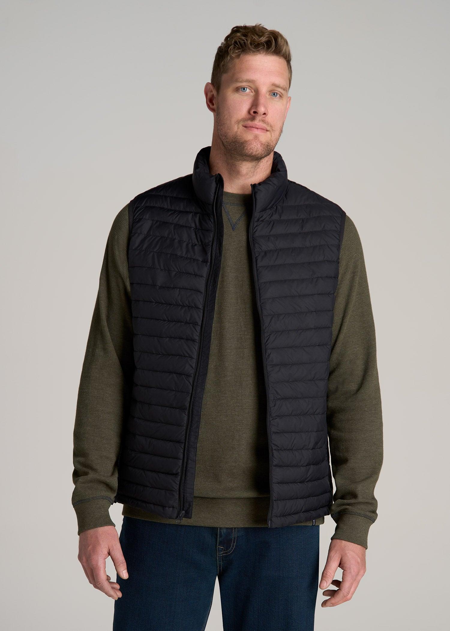 Packable Puffer Vest for Tall Men in Black Male Product Image