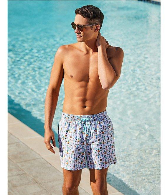 Caribbean Beach Drinks 6#double; Inseam Cabana Swim Trunks Product Image