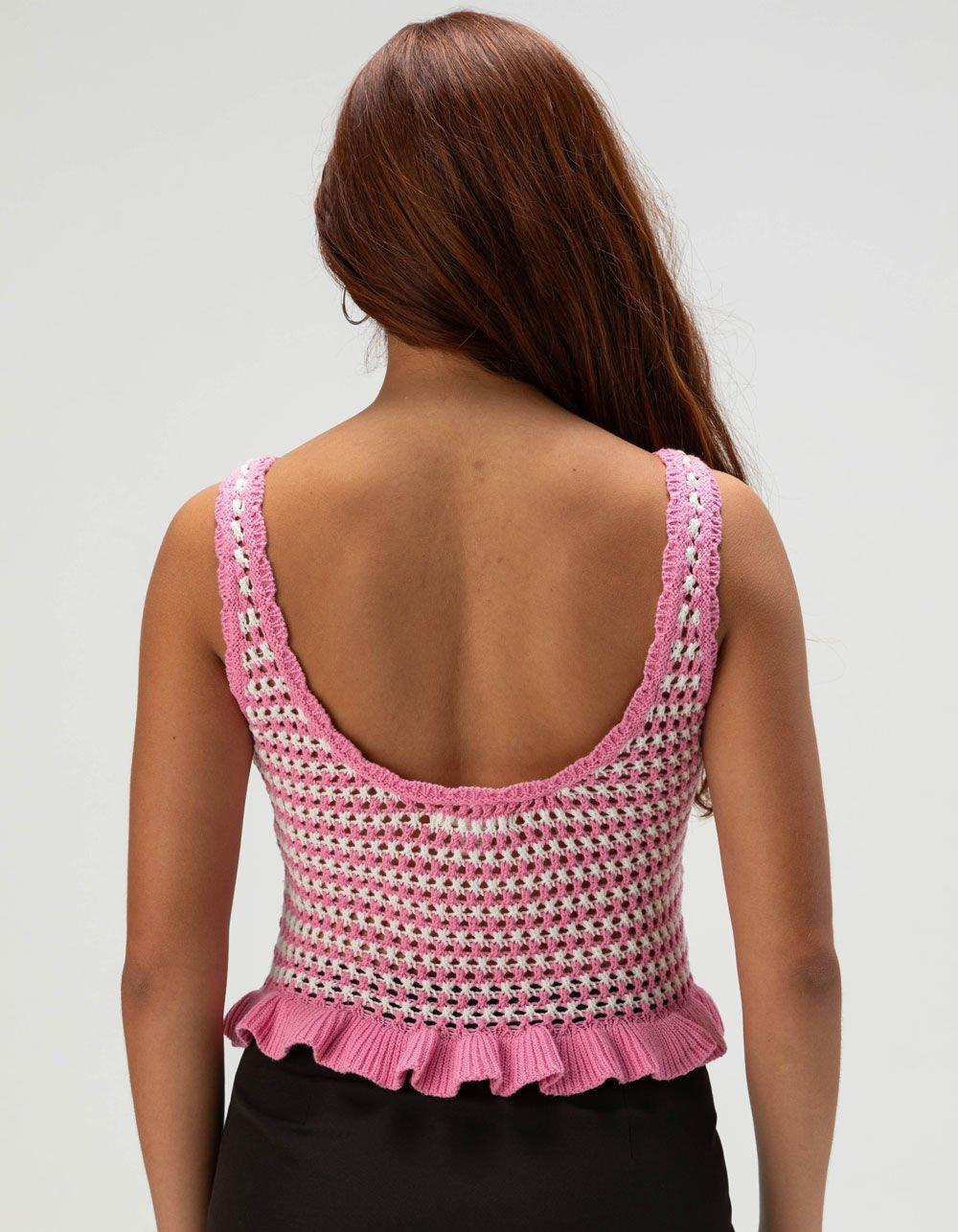 FULL TILT Stripe Peplum Womens Cami - PINK Product Image