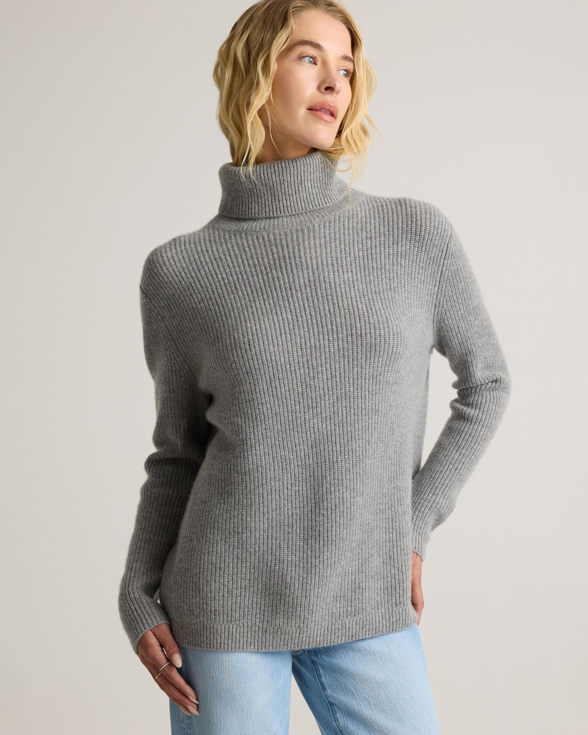 Quince | Women's Mongolian Cashmere Fisherman Turtleneck Sweater Size XL Product Image