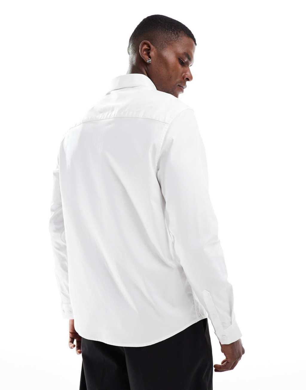 ASOS DESIGN formal easy iron twill regular shirt in white Product Image