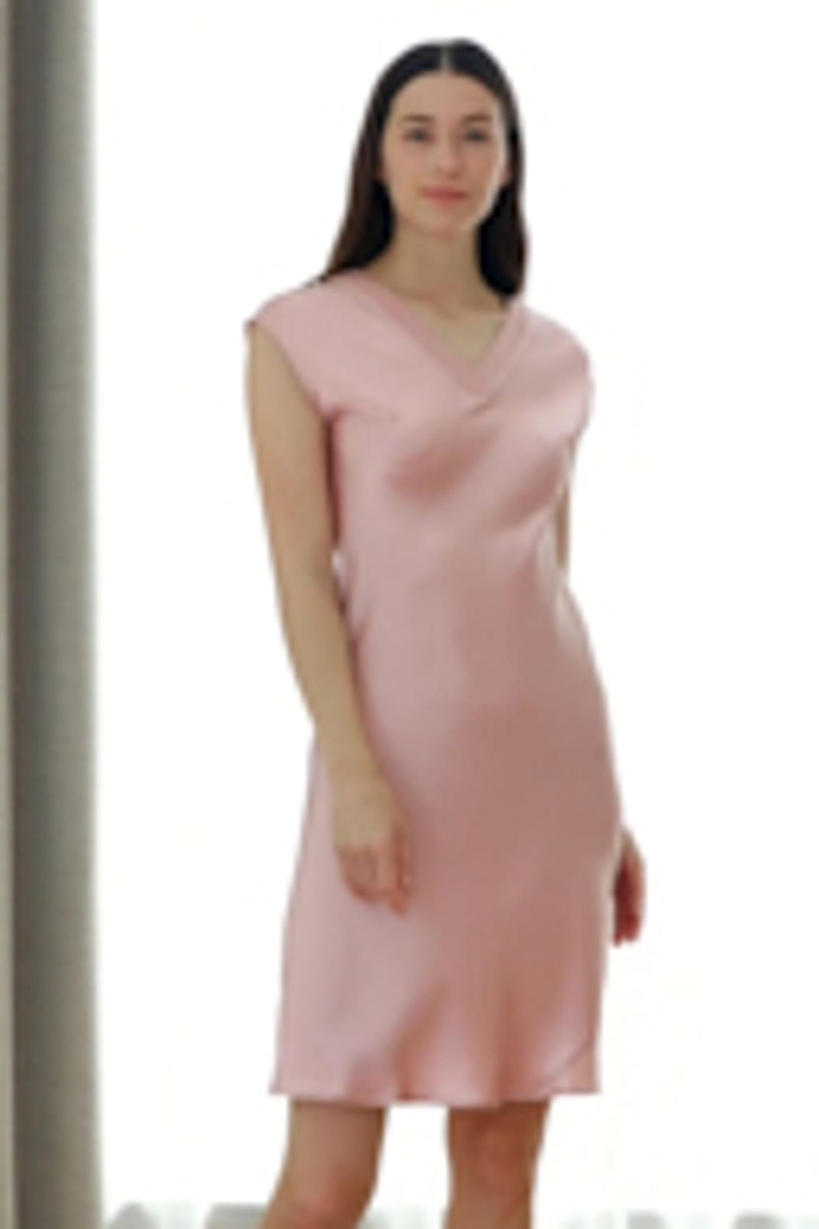 Relaxed Fit Long Silk Nightgown For Women Product Image