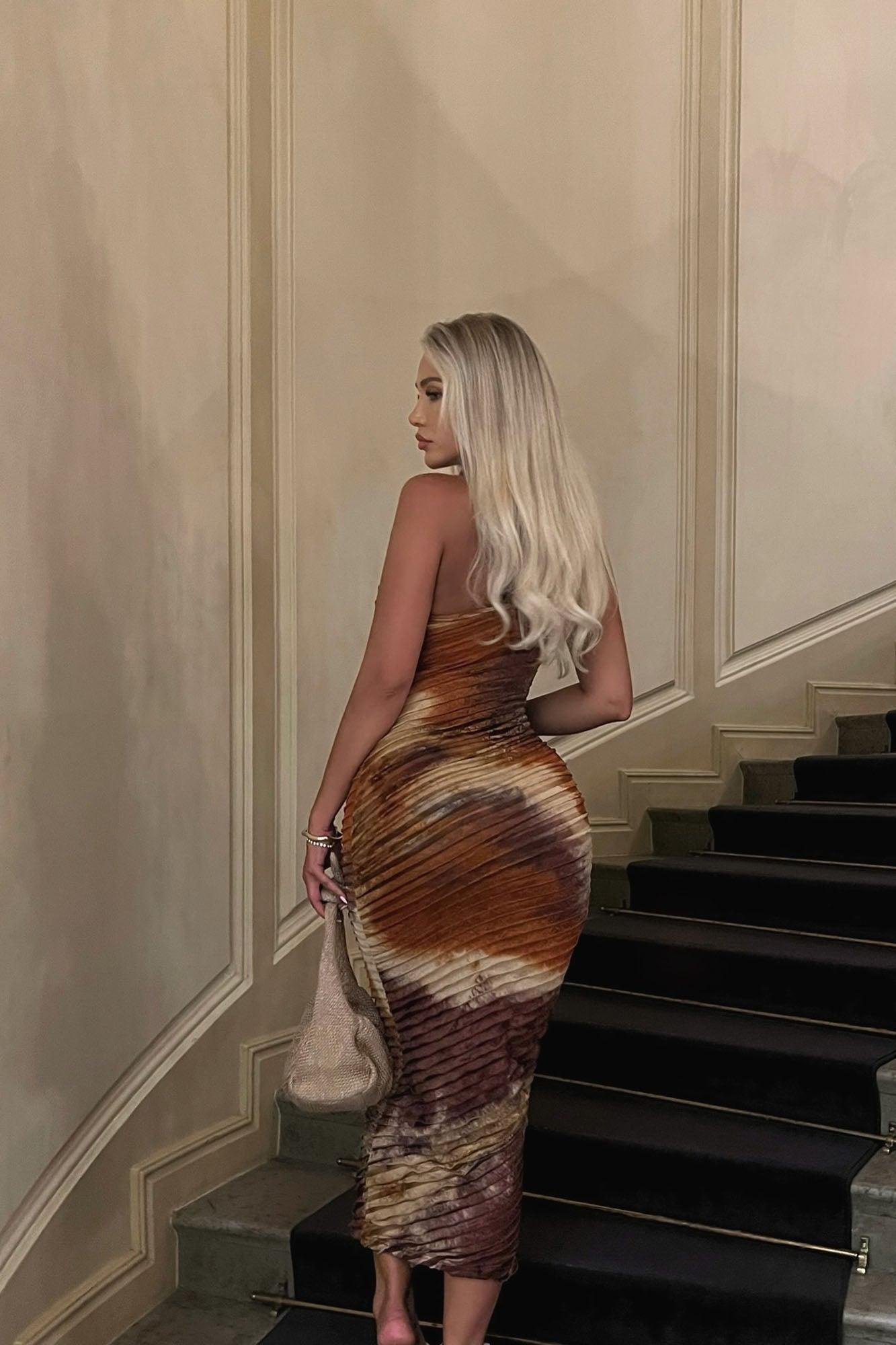 Maylee Textured Maxi Dress - Brown Combo Product Image