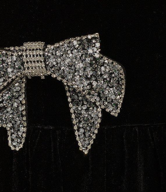 Sugarlips Plus Long Sleeve Bow Velvet Mini Dress Product Image