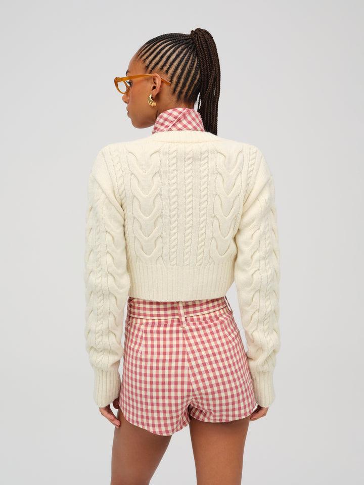 Camille Cable Knit Cardigan — Cream Product Image