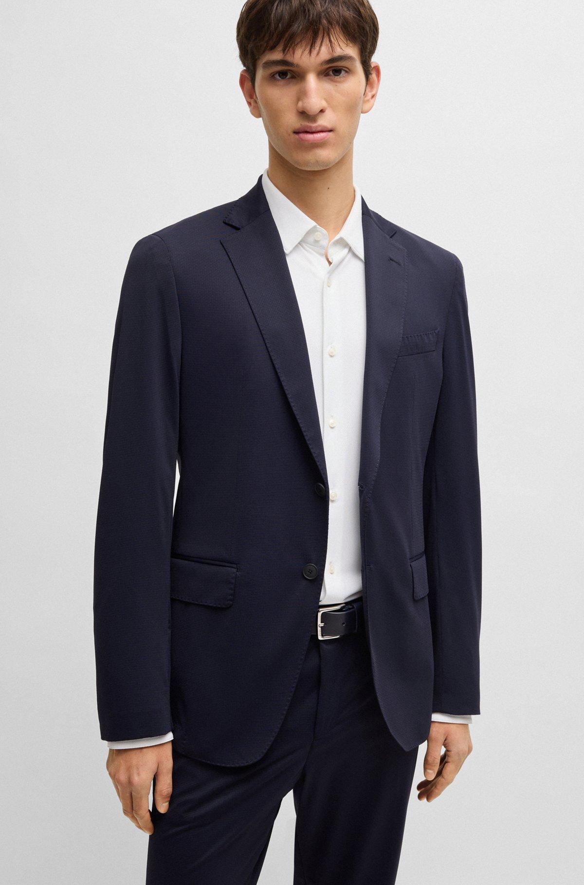 BOSS - Slim-fit shirt in structured performance-stretch jersey - White Product Image