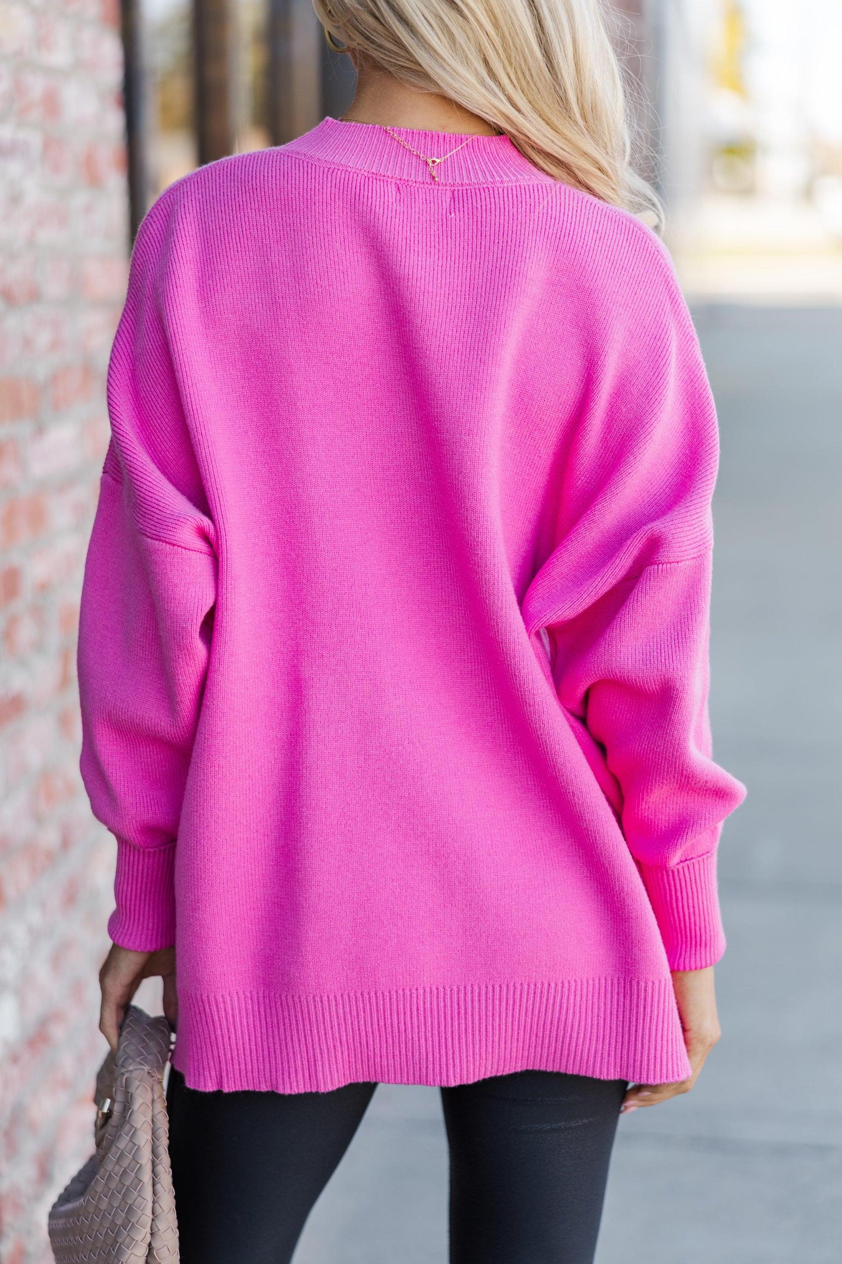 Perfectly You Candy Pink Mock Neck Sweater Female Product Image