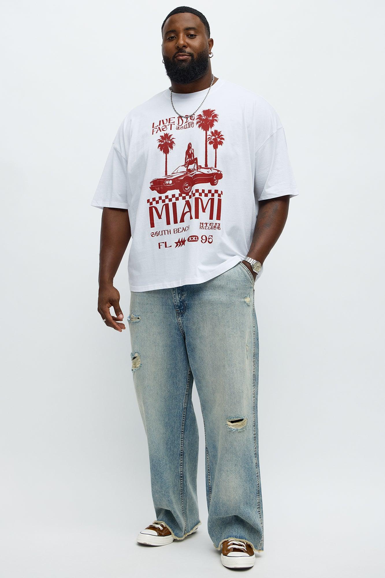 Live Fast Miami Oversized Short Sleeve Tee - White Male Product Image