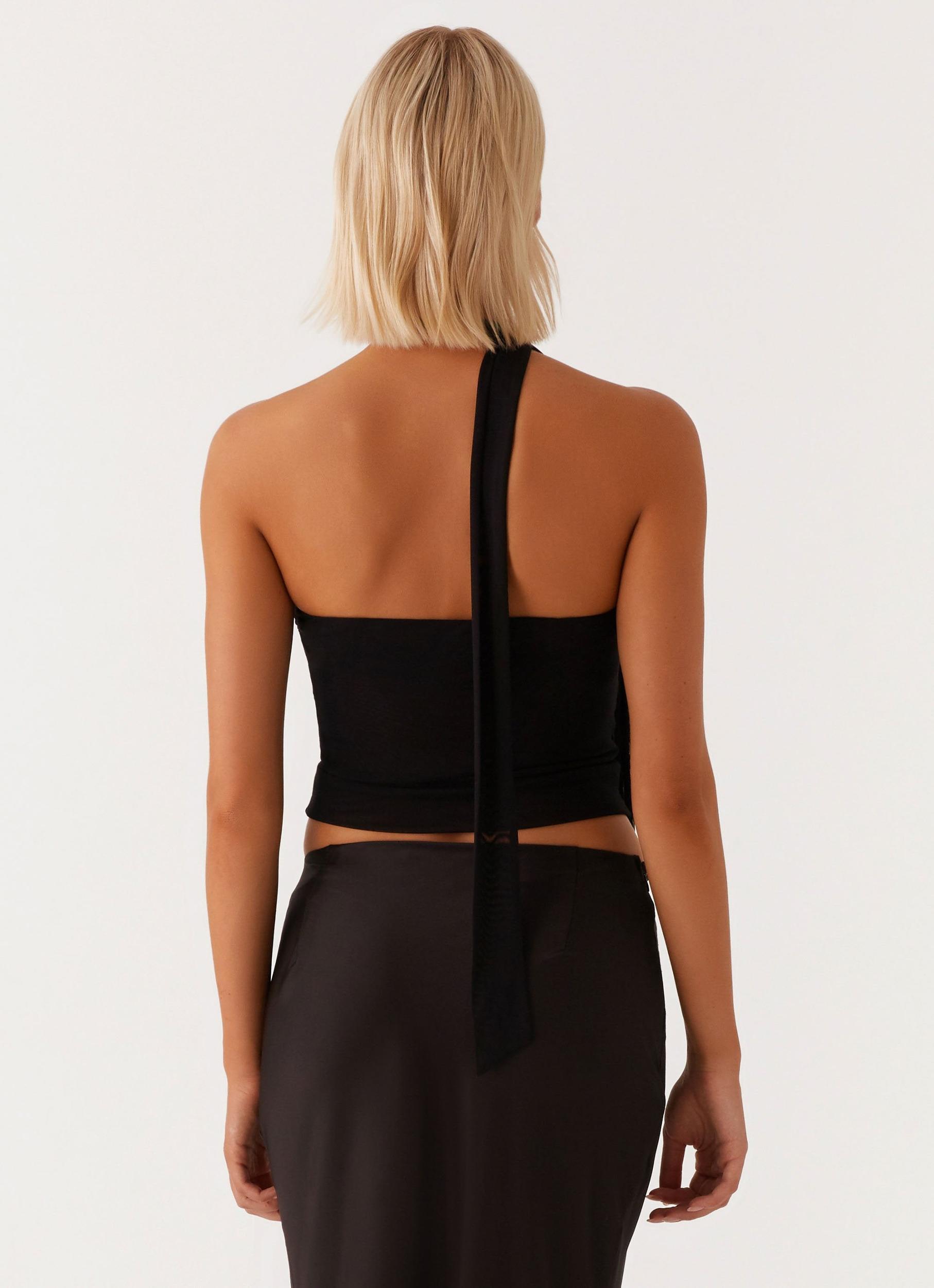 Hot Like Me Scarf Top - Black Product Image