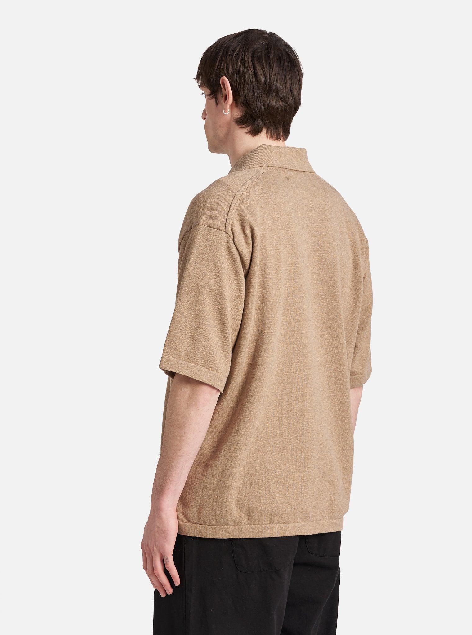 Sand Cotton Knit Pullover Knit Shirt Product Image