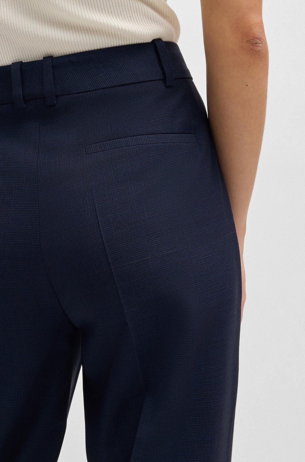 BOSS - Regular-fit trousers in micro-check virgin wool - Patterned Product Image
