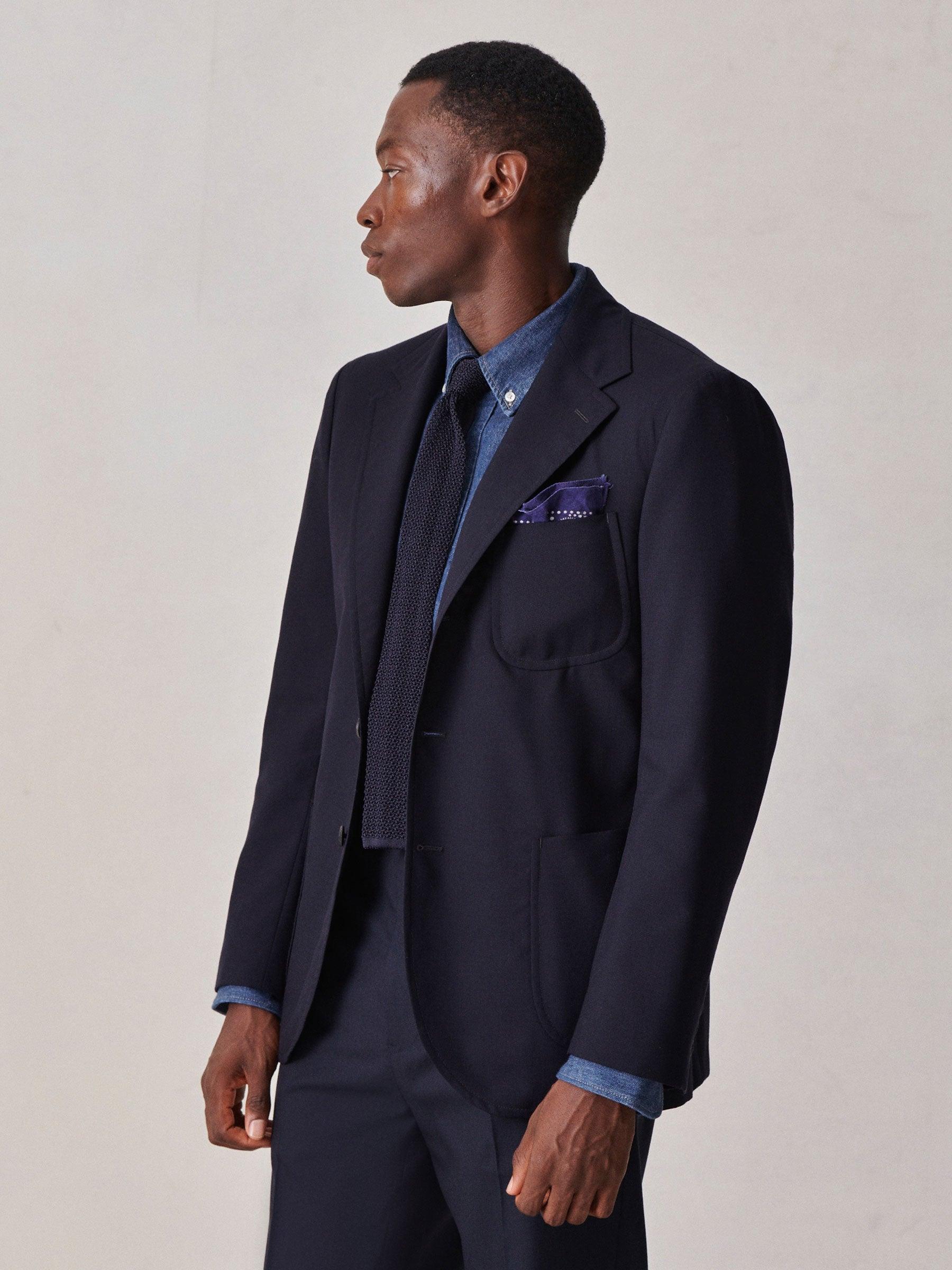 Navy Italian Three-Season Wool Graduate Blazer Product Image