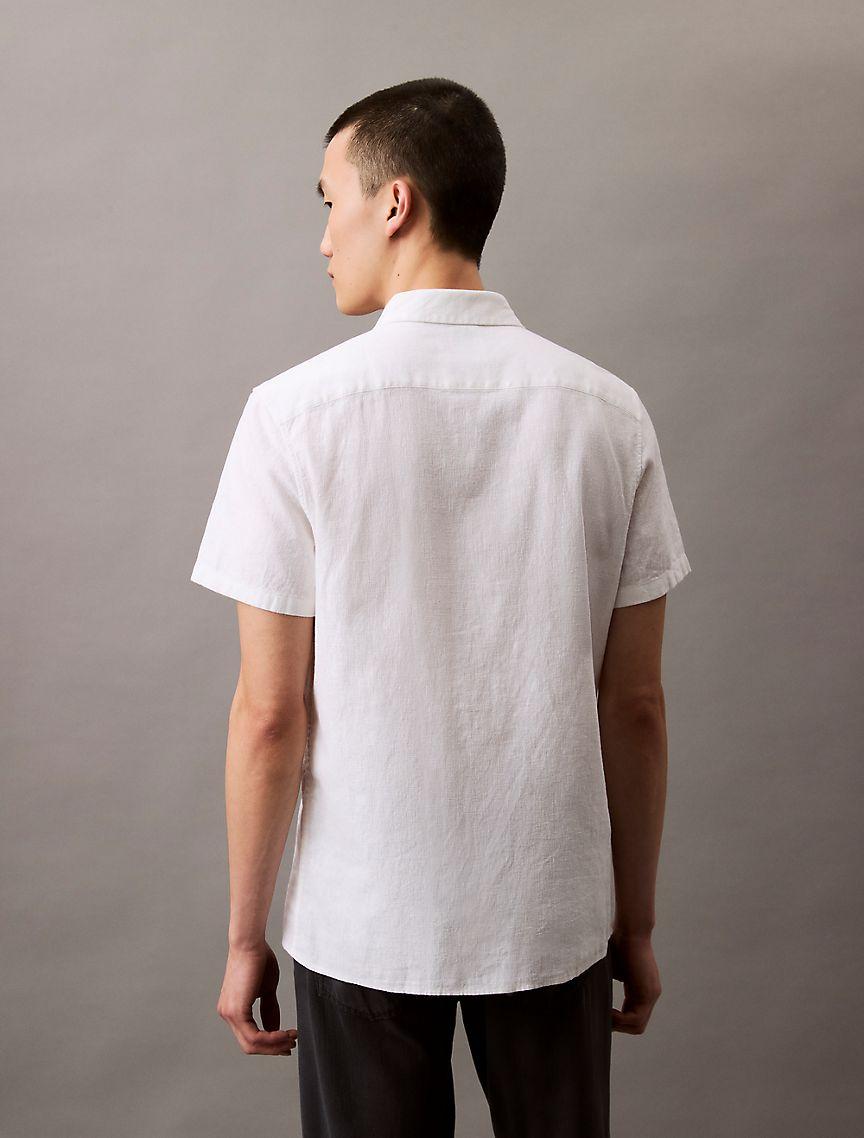 Linen Cotton Short Sleeve Classic Button-Down Shirt Product Image