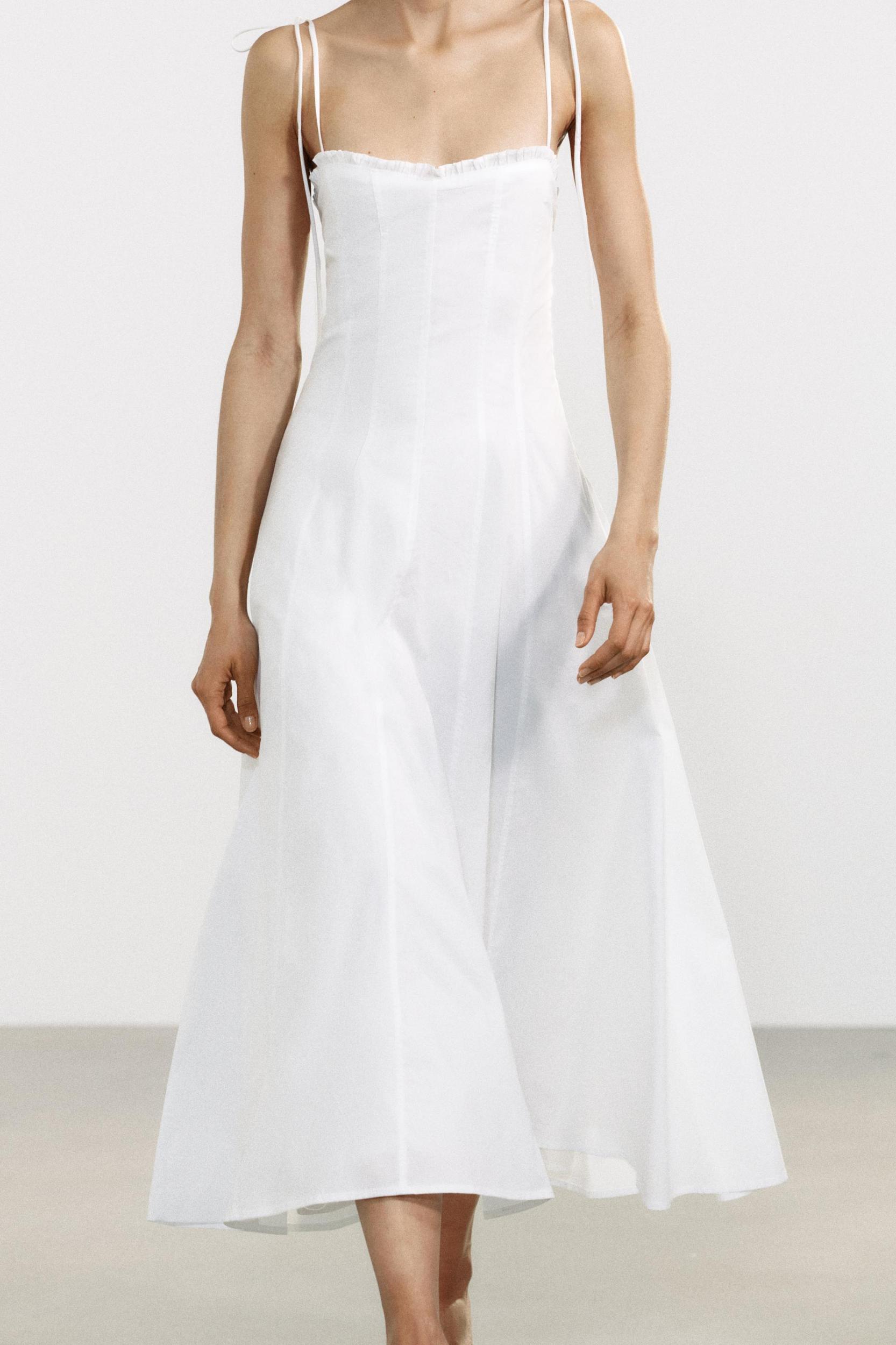 RUFFLED POPLIN MIDI DRESS Product Image