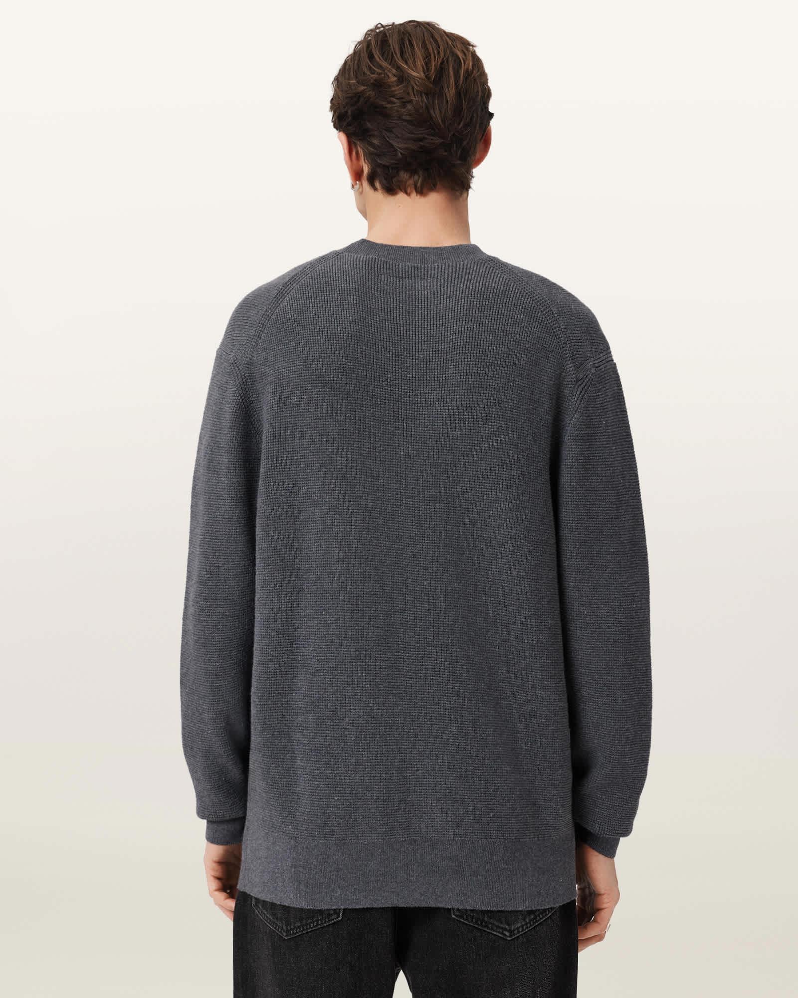 Aspen Crew Neck Waffle Sweater SLATE BLUE | ALLSAINTS US Product Image
