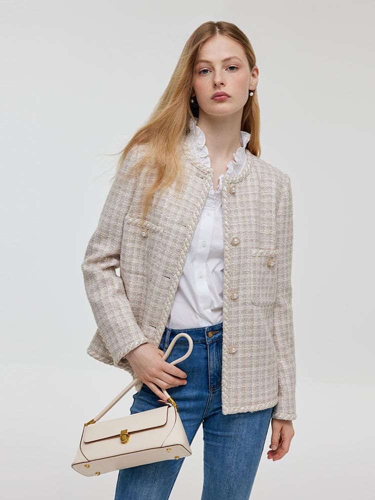 Wool Blend Tweed Single-Breasted Women Jacket Product Image