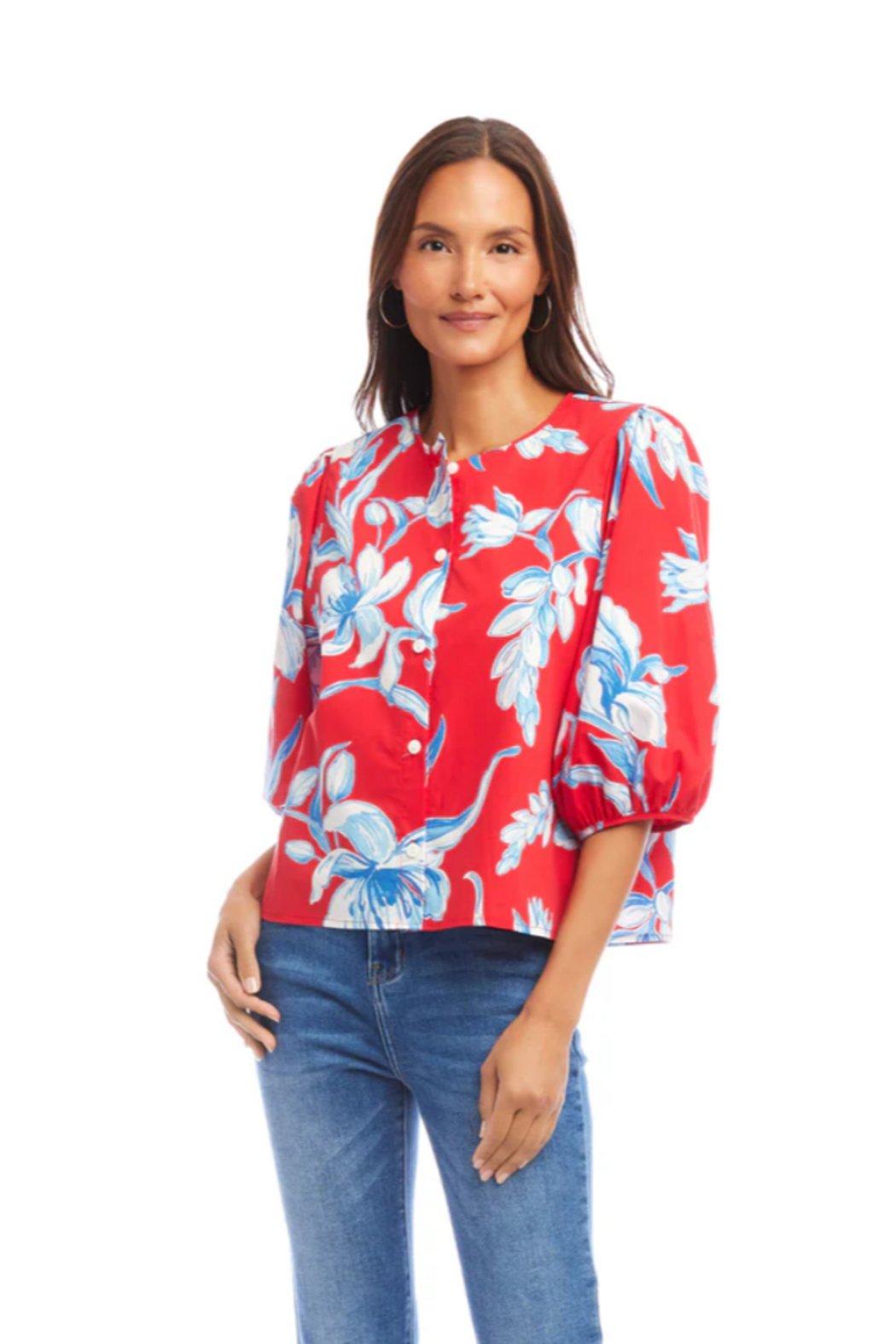 Puff Sleeve Button-Front Shirt Product Image