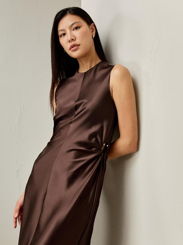 Sleeveless A-line Silk Dress Product Image