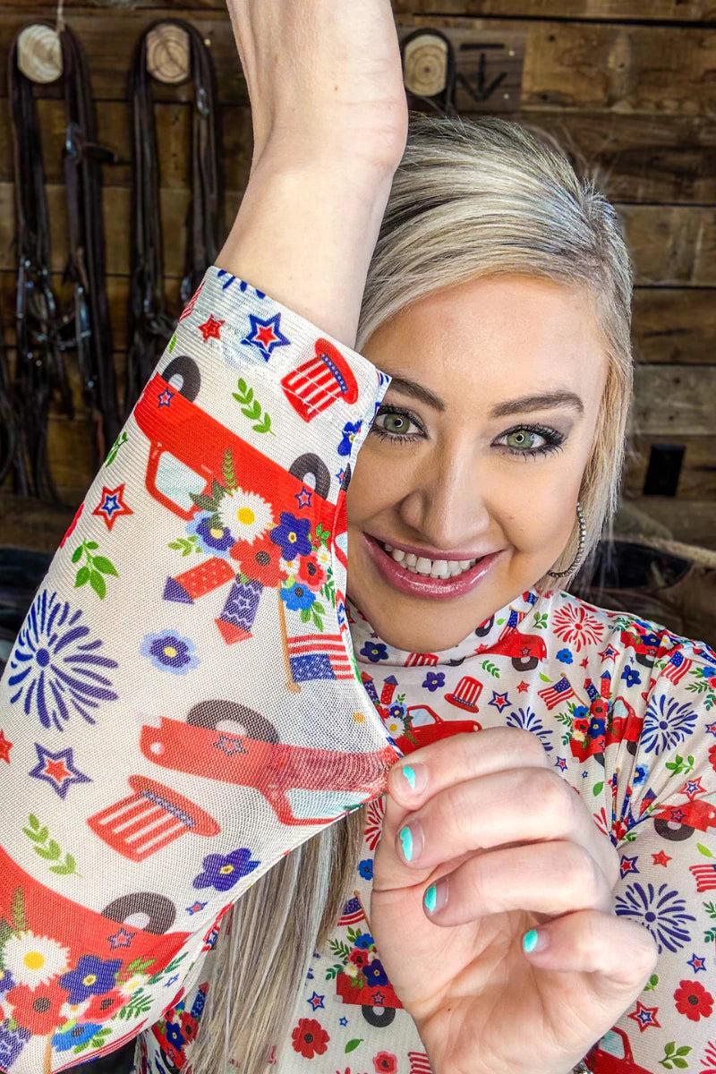 Sterling Kreek Freedom & Fireworks Mesh Top* Product Image