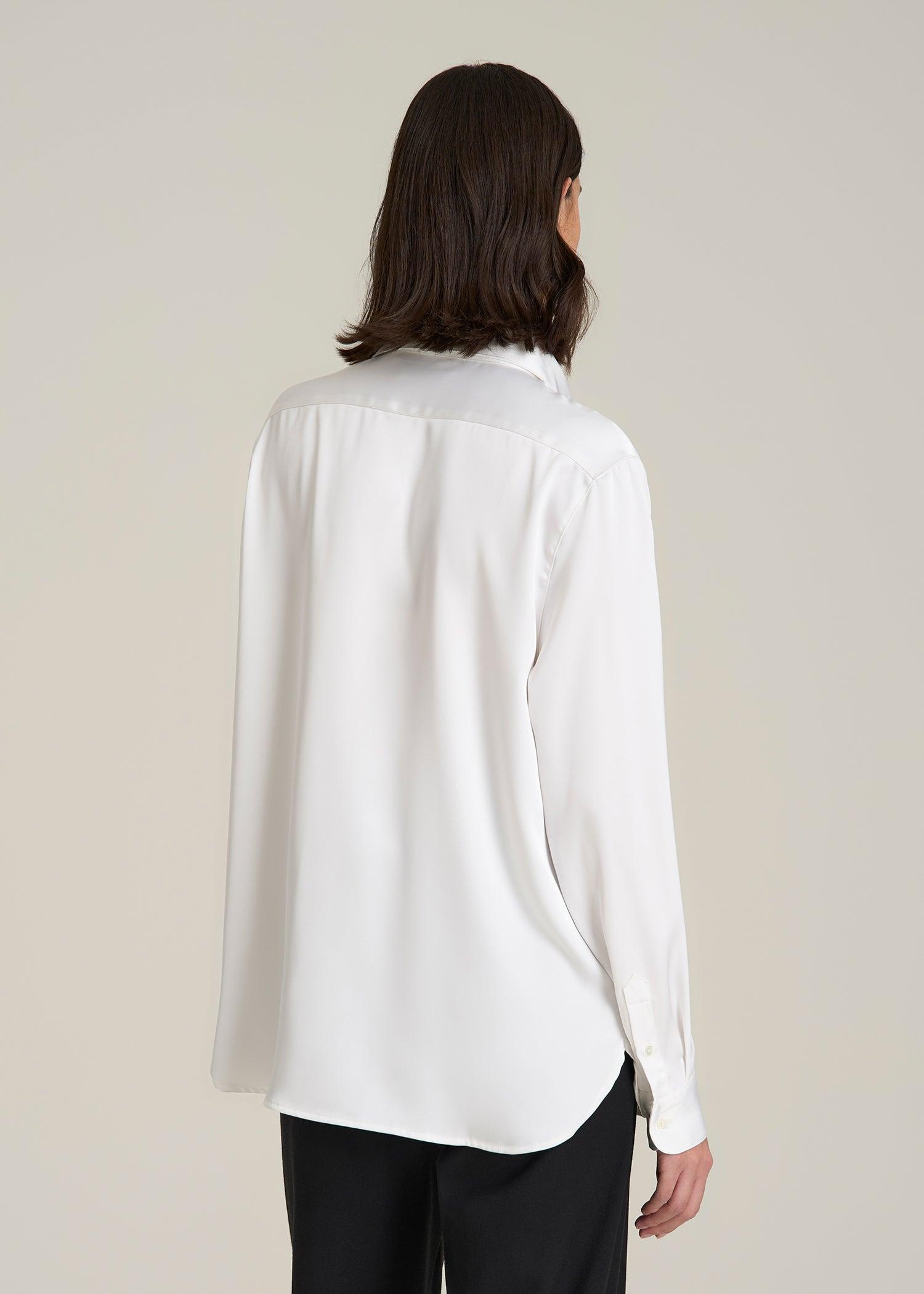 Relaxed Button-Up Blouse for Tall Women in Pearl White Female Product Image