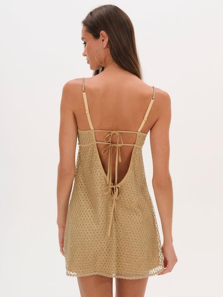 Glitter Slip Dress — Gold Product Image