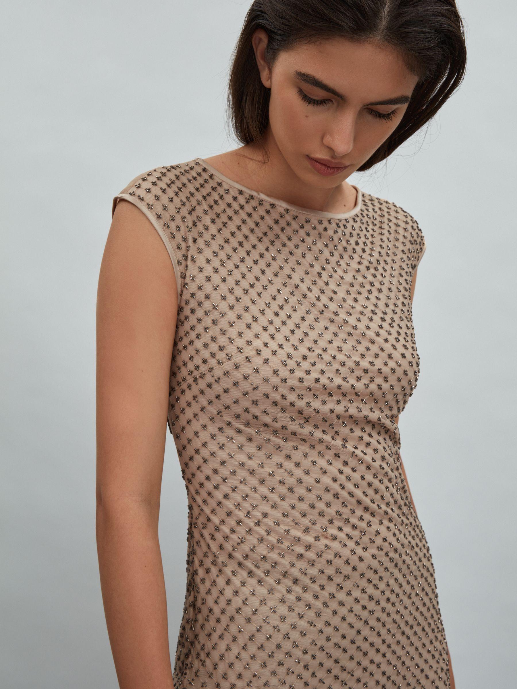 Raishma Embellished Maxi Dress in Nude Product Image