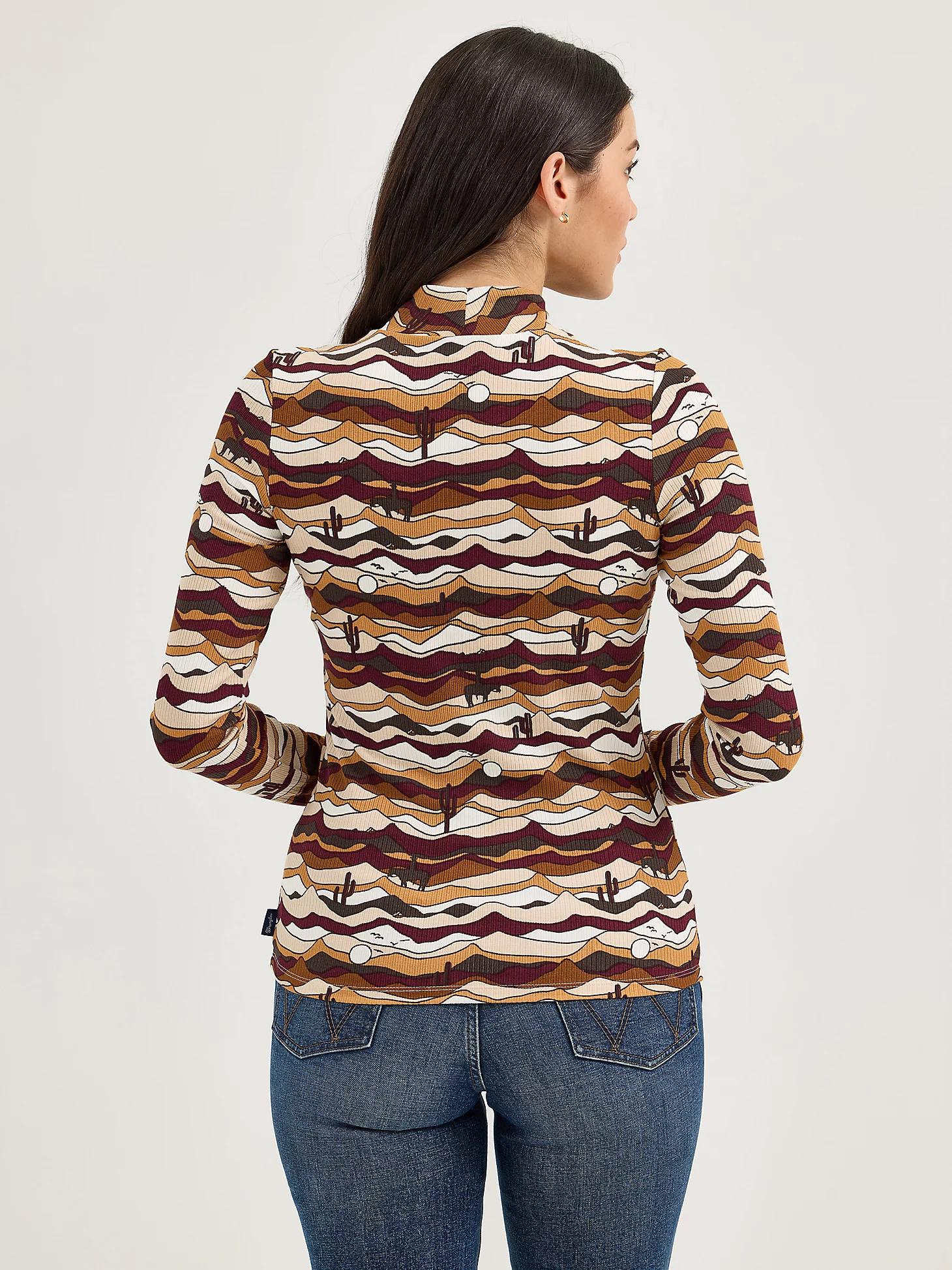 Women's Western Print Mock Neck Shirt in Desert Product Image