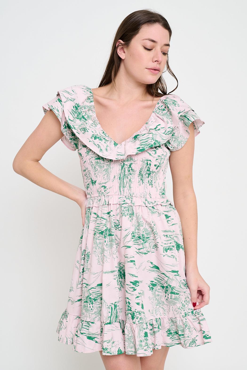 Smocked Ruffle Mini Dress Product Image