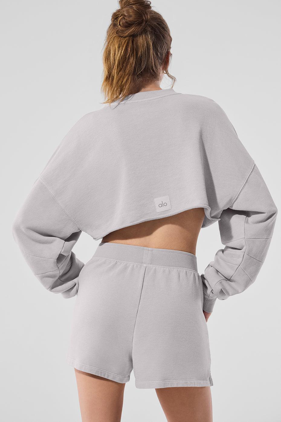 Washed Extreme Cropped Pullover - Grey Sky Wash Product Image