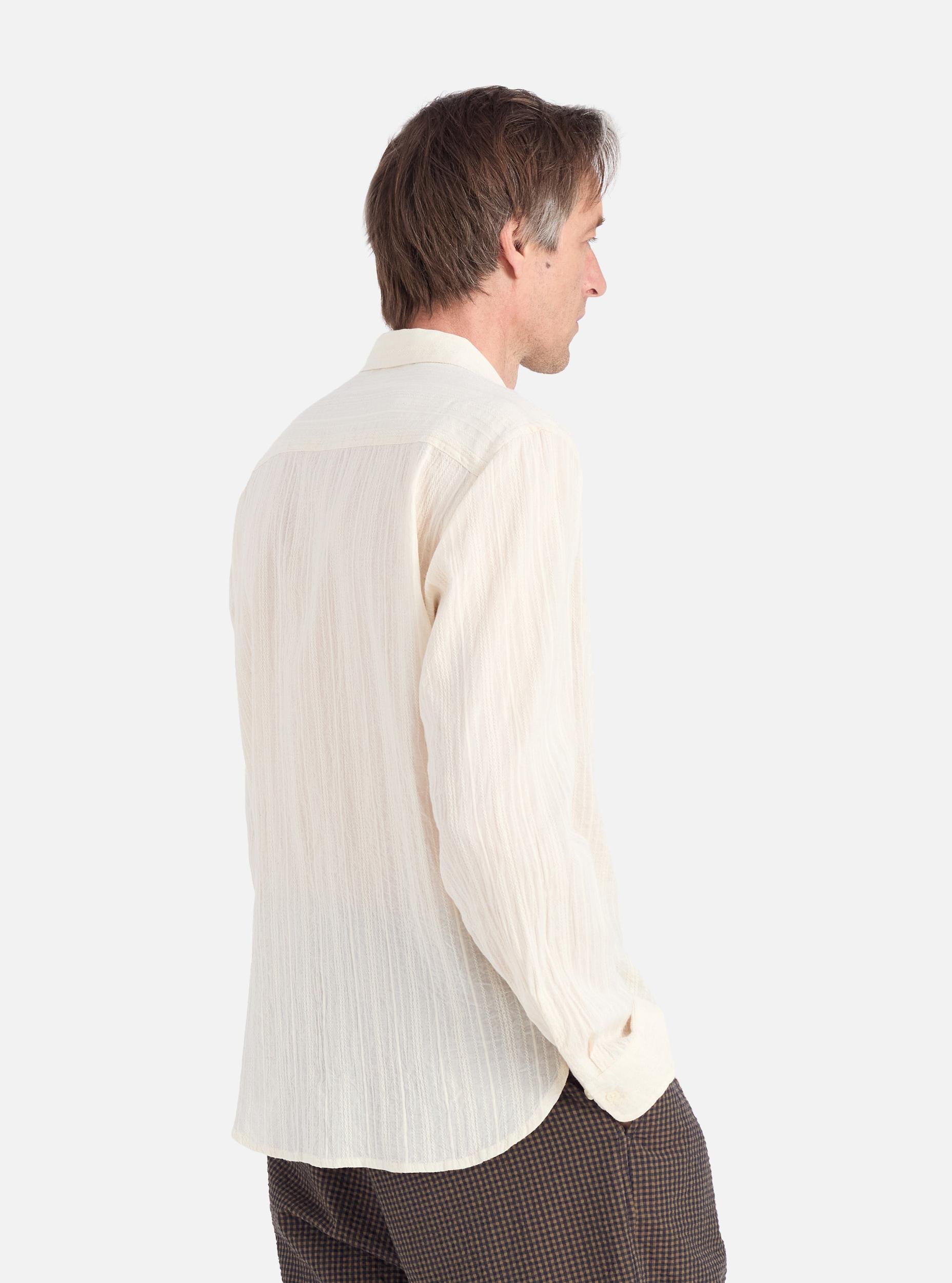 Universal Works Work Shirt in Ecru Acapulco Weave Product Image