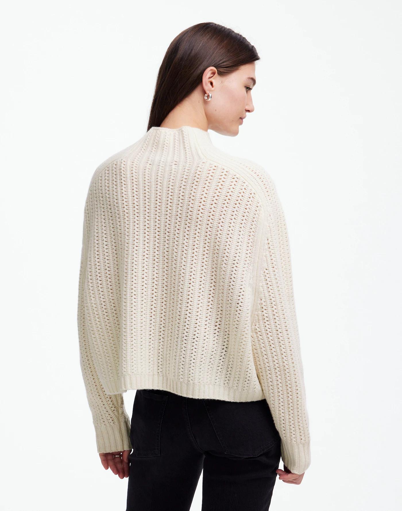Pointelle-Stitch Mockneck Sweater Product Image