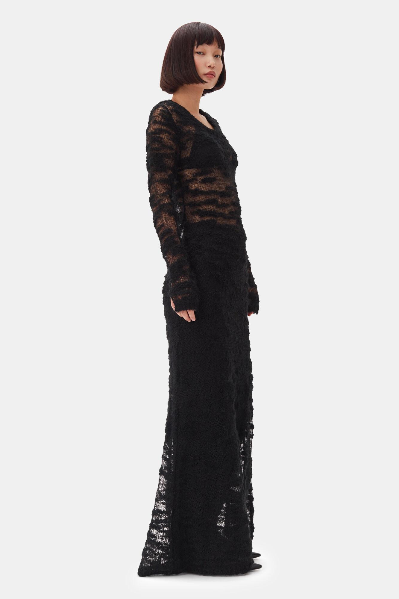 Black Boucle Maxi Dress Product Image