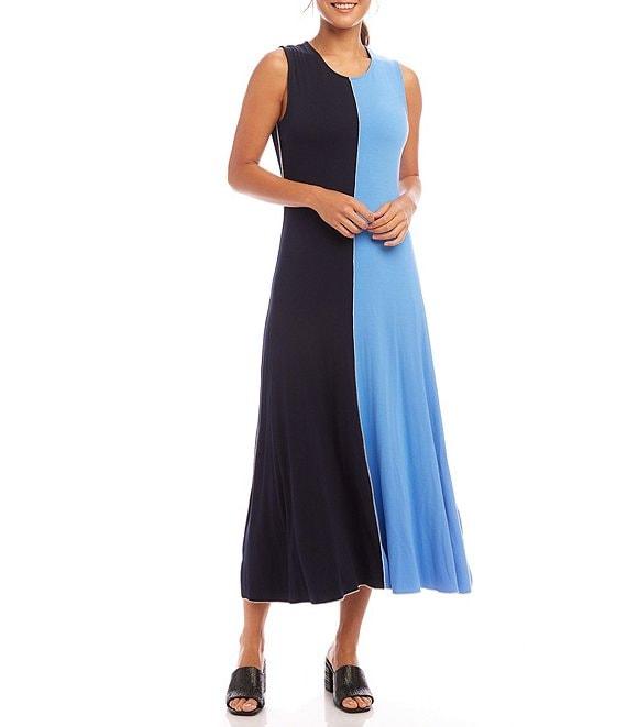 Karen Kane Crew Neck Sleeveless Color Block Midi Dress Product Image