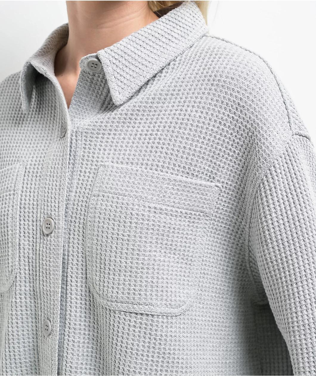 Freeworld Cleo Waffle Grey Flannel Shirt Product Image
