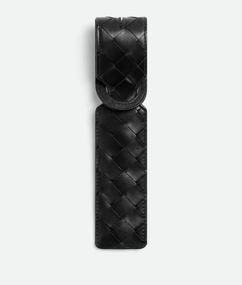 Men's Intrecciato Long Tag Holder in Black Product Image