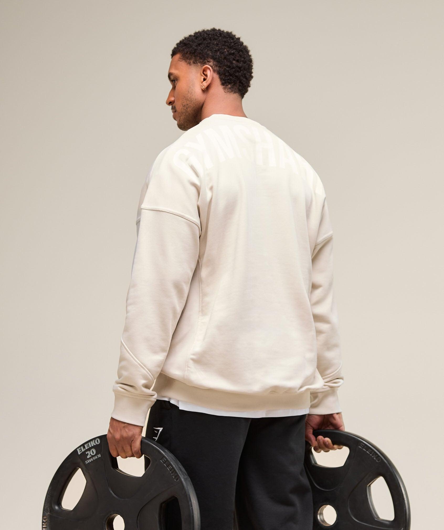 Gymshark Power Crew - Oat White Male Product Image