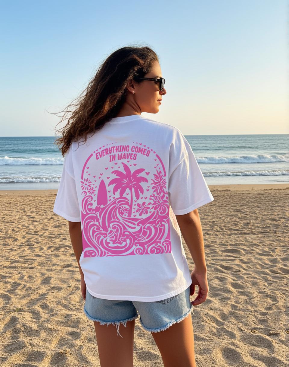 Sopula Everything Comes In Waves Casual Graphic Cotton T-shirt Product Image