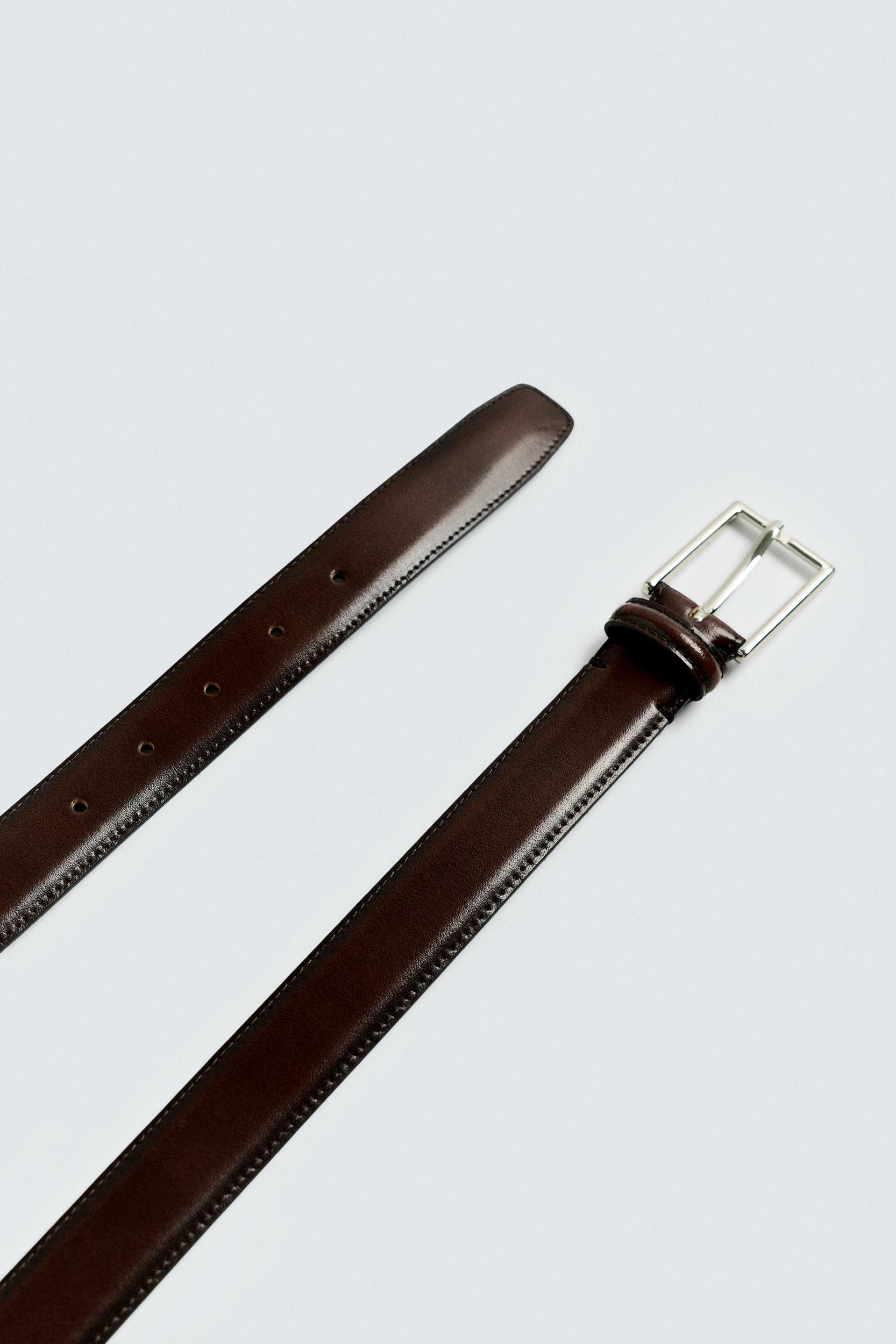TOPSTITCHED LEATHER BELT Product Image